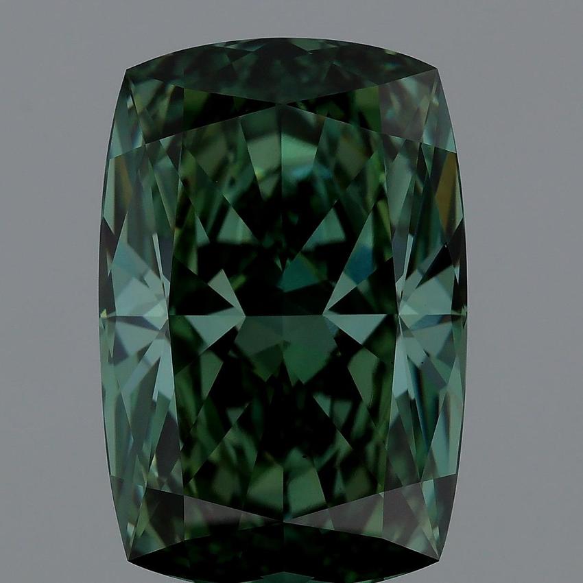 6.17 Ct. Fancy Vivid Green Cushion Lab Grown Diamond