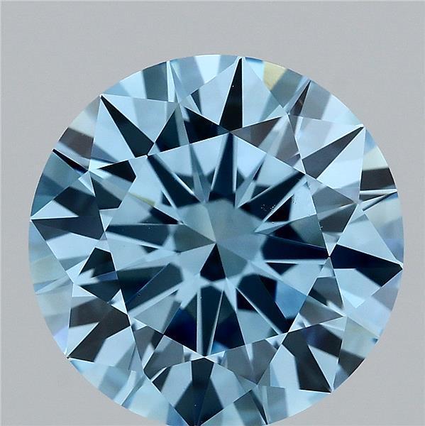3.15 Ct. Fancy Vivid Blue Round Lab Grown Diamond