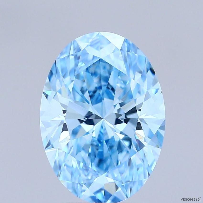 3.08 Ct. Fancy Vivid Blue Oval Lab Grown Diamond