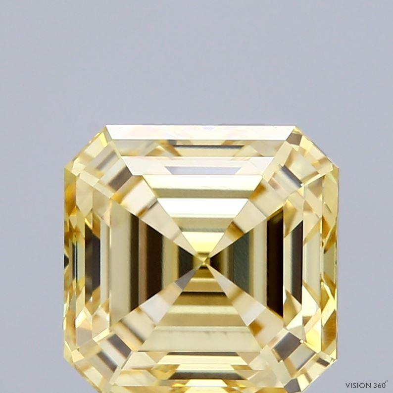 4.06 Ct. Fancy Yellow Asscher Lab Grown Diamond