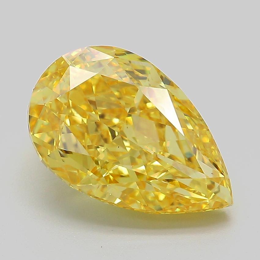 5.38 Ct. Fancy Vivid Yellow Pear Lab Grown Diamond