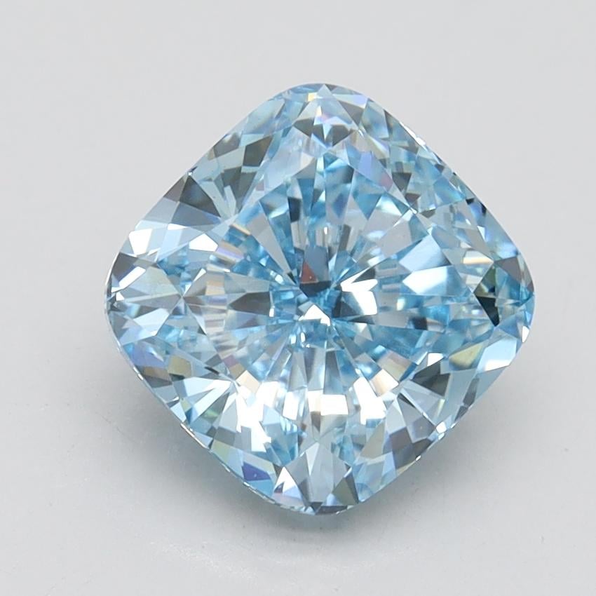 2.45 Ct. Fancy Vivid Blue Cushion Lab Grown Diamond