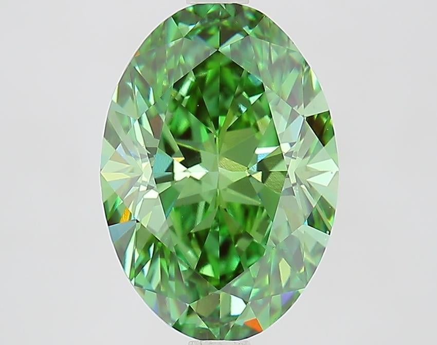 3.50 Ct. Fancy Vivid Green Oval Lab Grown Diamond