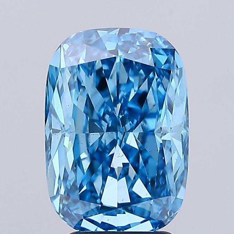 4.02 Ct. Fancy Vivid Blue Cushion Lab Grown Diamond