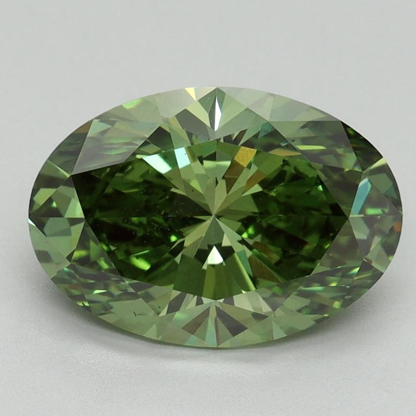3.01 Ct. Fancy Vivid Green Oval Lab Grown Diamond