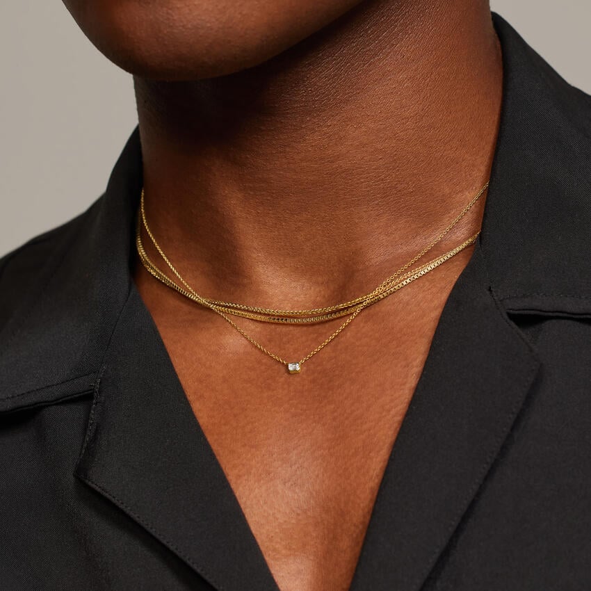 The Mainstay Lab Diamond and Mixed Chain Necklace Set in 14K Yellow Gold