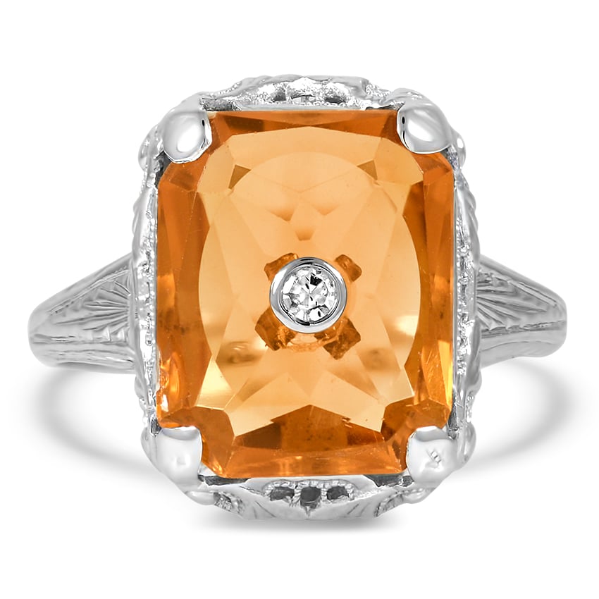 Art Deco Citrine Cocktail Ring