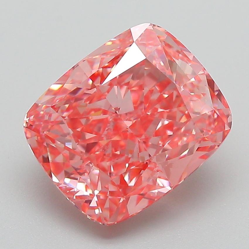 4.23 Ct. Fancy Vivid Pink Cushion Lab Grown Diamond