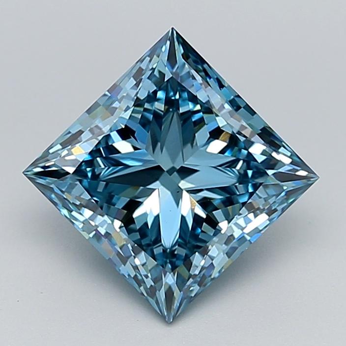 3.26 Ct. Fancy Vivid  Blue Princess Lab Grown Diamond