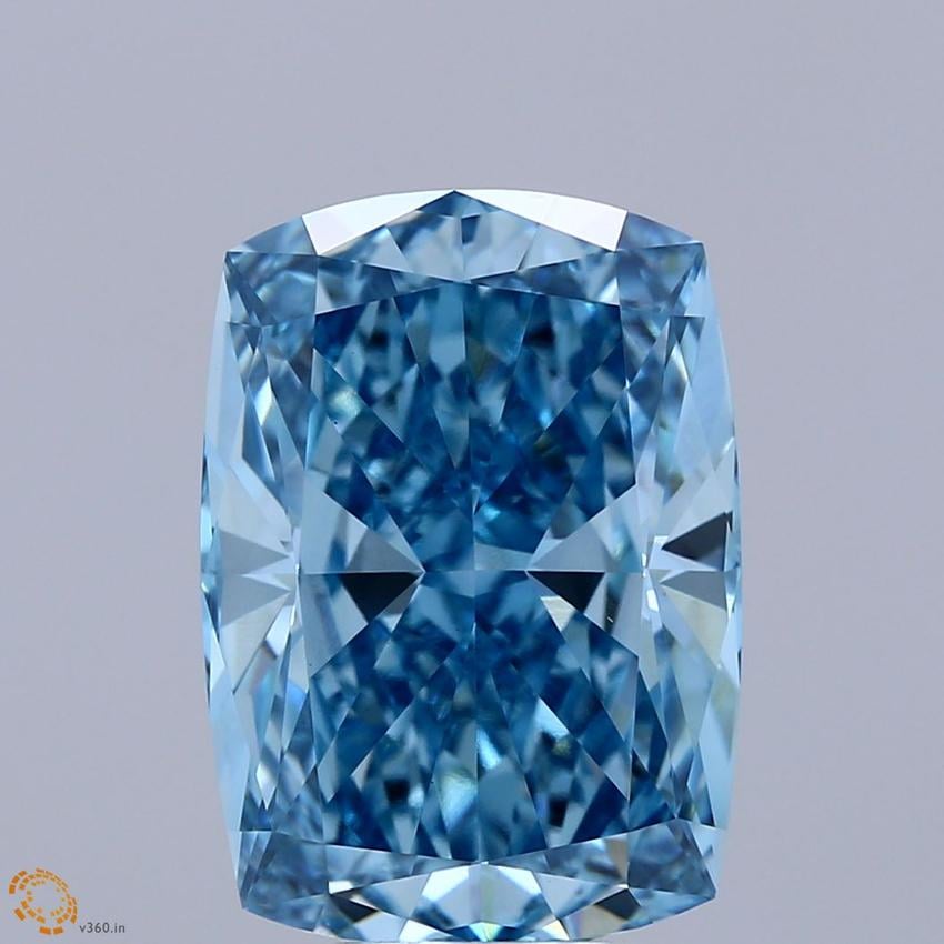7.28 Ct. Fancy Vivid Blue Cushion Lab Grown Diamond