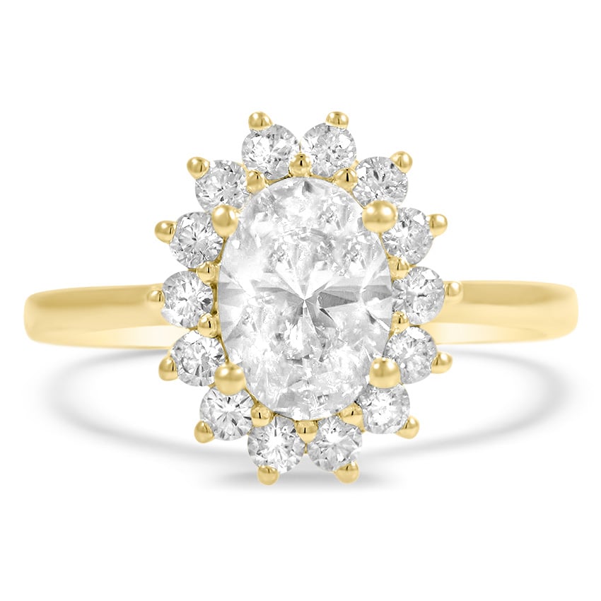 Custom Floral Halo Diamond Ring