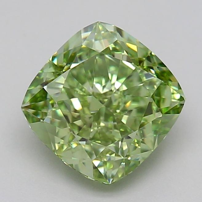 2.05 Ct. Fancy Intense  Green Cushion Lab Grown Diamond