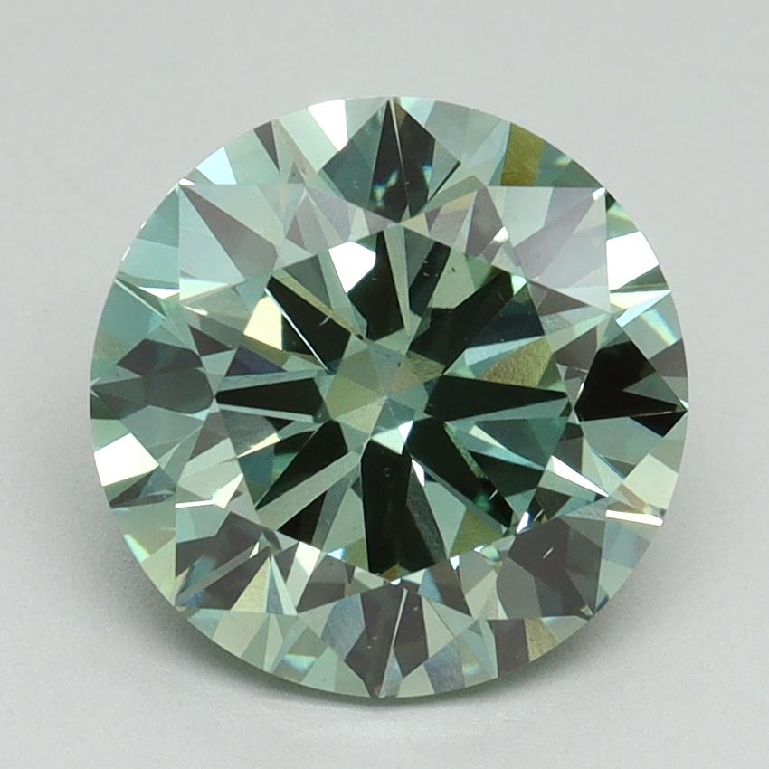 3.01 Ct. Fancy Vivid Green Round Lab Grown Diamond