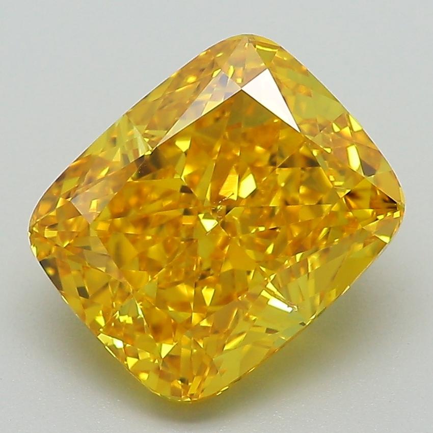 4.21 Ct. Fancy Vivid Yellow Cushion Lab Grown Diamond
