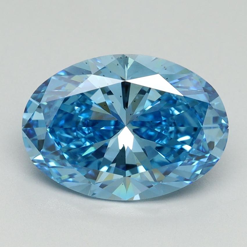 3.11 Ct. Fancy Vivid Blue Oval Lab Grown Diamond