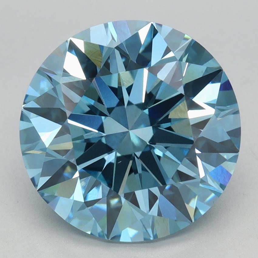 3.77 Ct. Fancy Vivid Blue Round Lab Grown Diamond