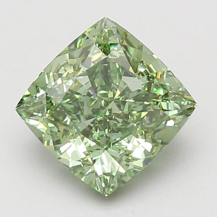 3.10 Ct. Fancy Vivid Green Cushion Lab Grown Diamond
