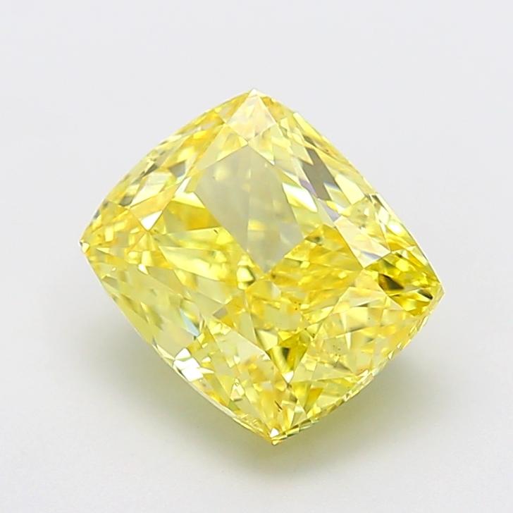 4.01 Ct. Fancy Vivid Yellow Cushion Lab Grown Diamond