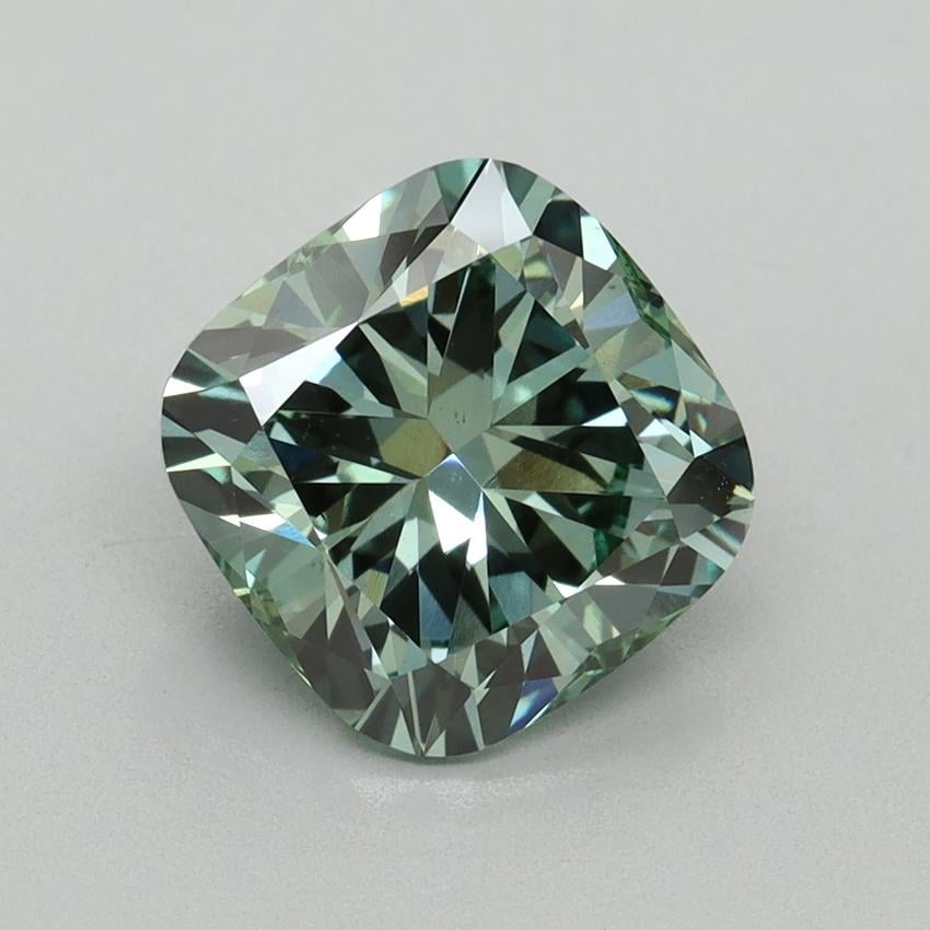2.74 Ct. Fancy Vivid Pacific Green Cushion Lab Grown Diamond