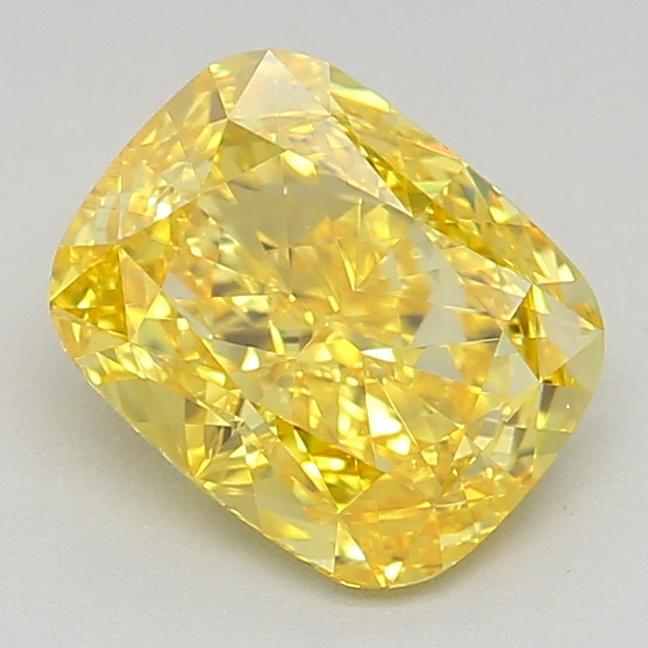 0.74 Ct. Fancy Vivid Yellow Cushion Lab Grown Diamond