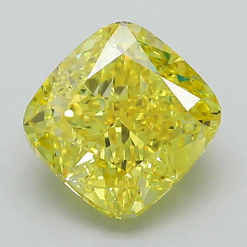 3.30 Ct. Fancy Intense Yellow Cushion Lab Grown Diamond