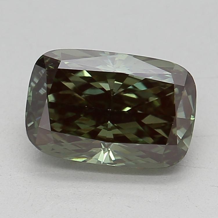 1.10 Ct. Fancy Vivid Green Cushion Lab Grown Diamond