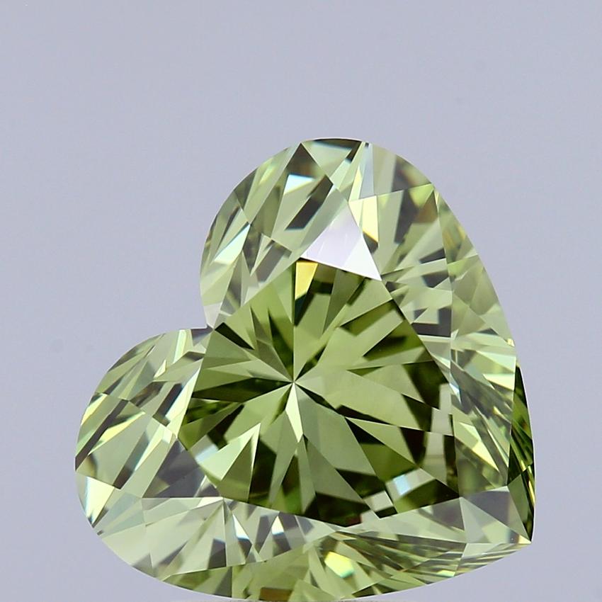 4.04 Ct. Fancy Vivid Green Heart Lab Grown Diamond