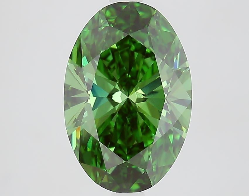 3.01 Ct. Fancy Vivid Green Oval Lab Grown Diamond