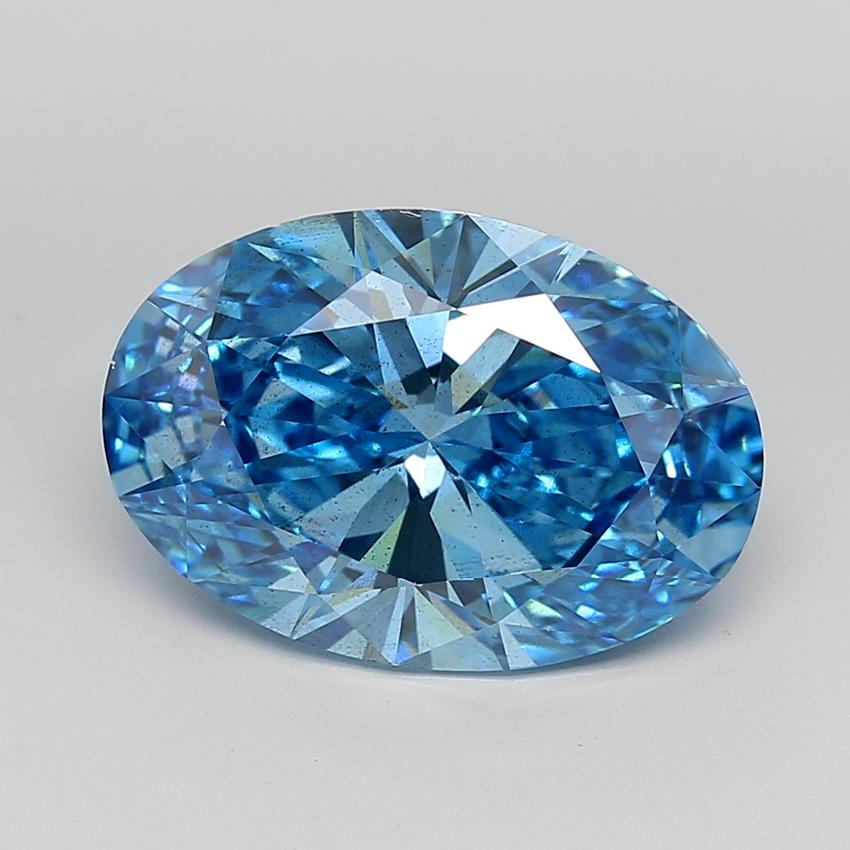 7.06 Ct. Fancy Vivid  Blue Oval Lab Grown Diamond