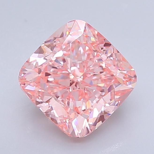 4.08 Ct. Fancy Vivid  Pink Cushion Lab Grown Diamond