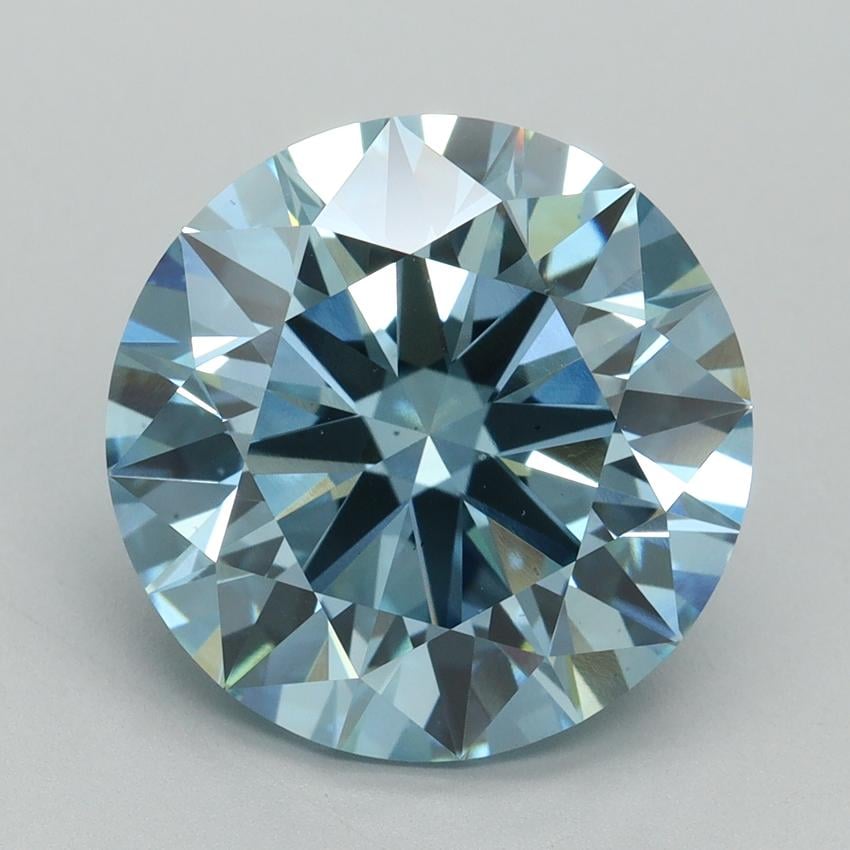 7.61 Ct. Fancy Vivid Blue Round Lab Grown Diamond