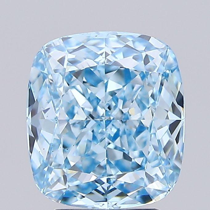 3.04 Ct. Fancy Vivid  Blue Cushion Lab Grown Diamond