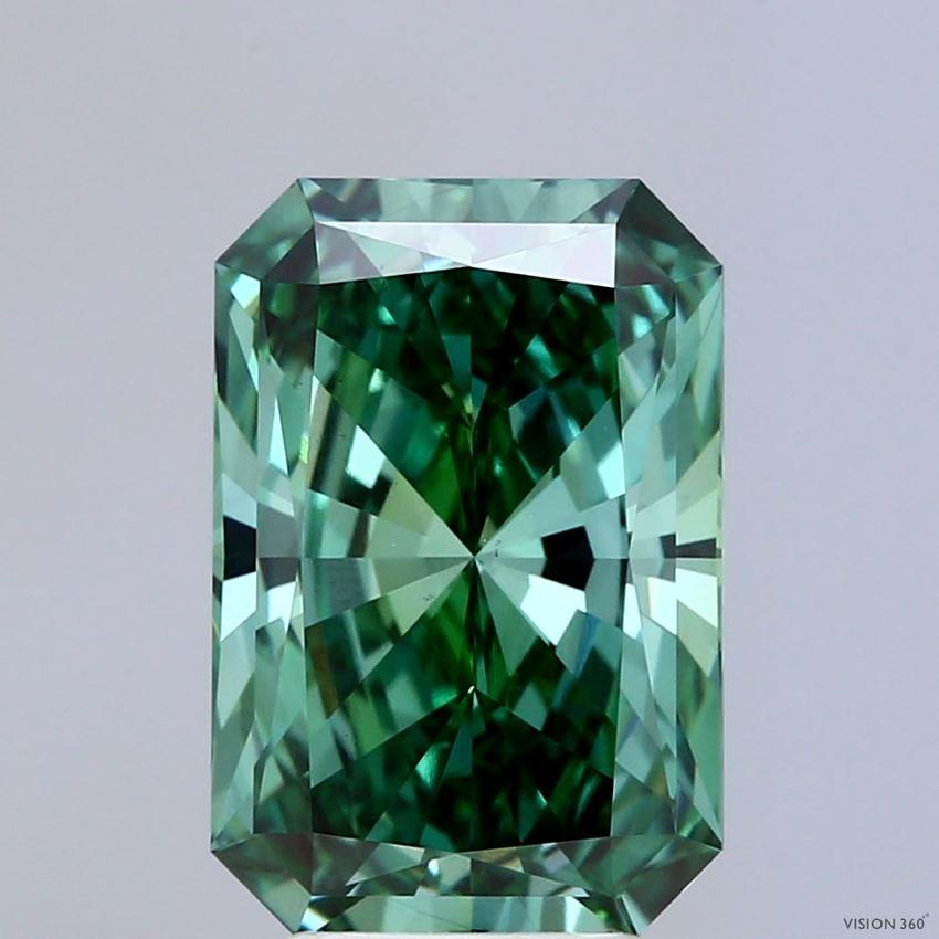4.06 Ct. Fancy Vivid Green Radiant Lab Grown Diamond