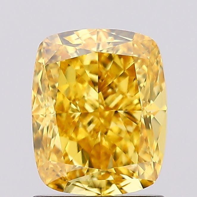 1.54 Ct. Fancy Vivid Yellow Cushion Lab Grown Diamond