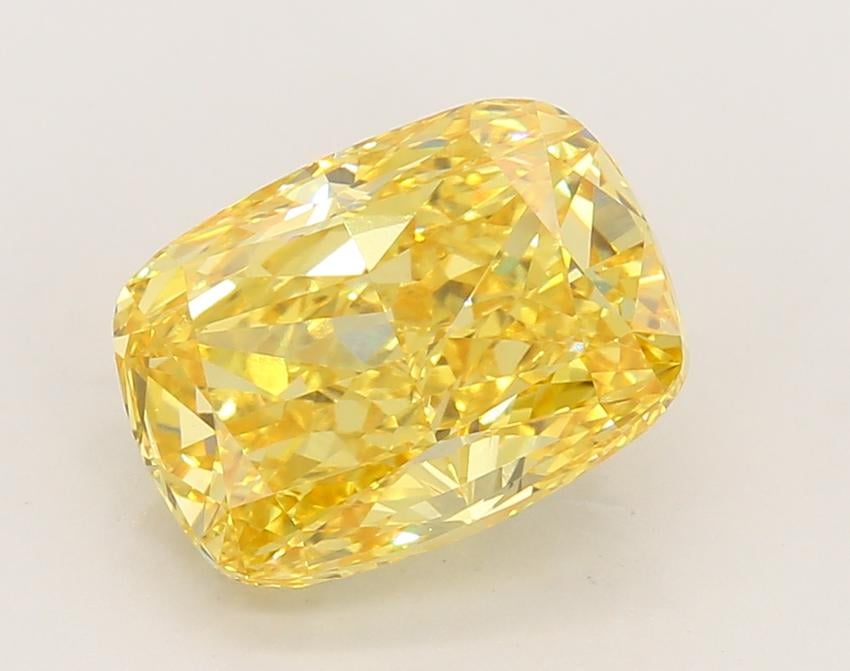 4.28 Ct. Fancy Vivid Yellow Cushion Lab Grown Diamond