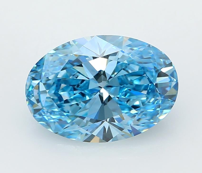 3.09 Ct. Fancy Vivid  Blue Oval Lab Grown Diamond