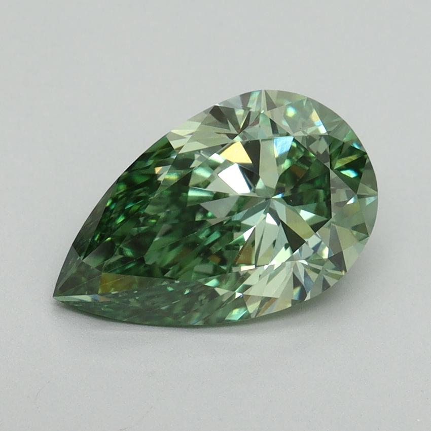 2.00 Ct. Fancy Vivid Pacific Green Pear Lab Grown Diamond