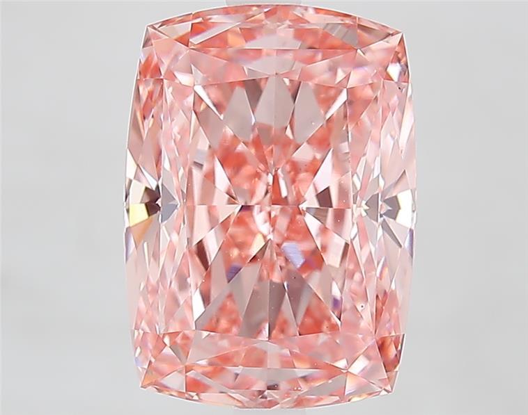 5.03 Ct. Fancy Vivid  Pink Cushion Lab Grown Diamond
