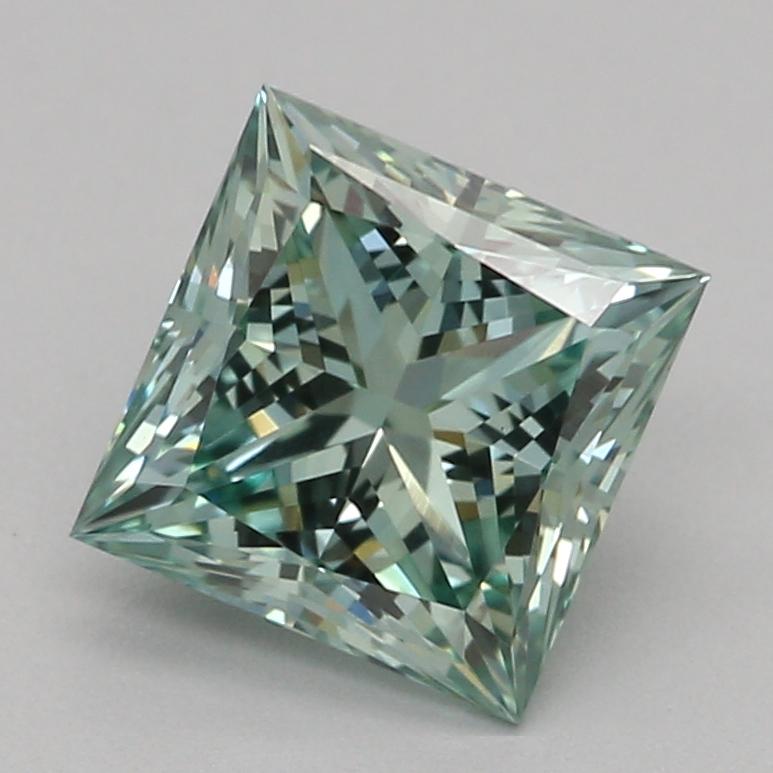 1.09 Ct. Fancy Vivid Green Princess Lab Grown Diamond