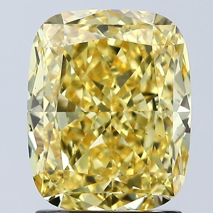2.08 Ct. Fancy Vivid Yellow Cushion Lab Grown Diamond