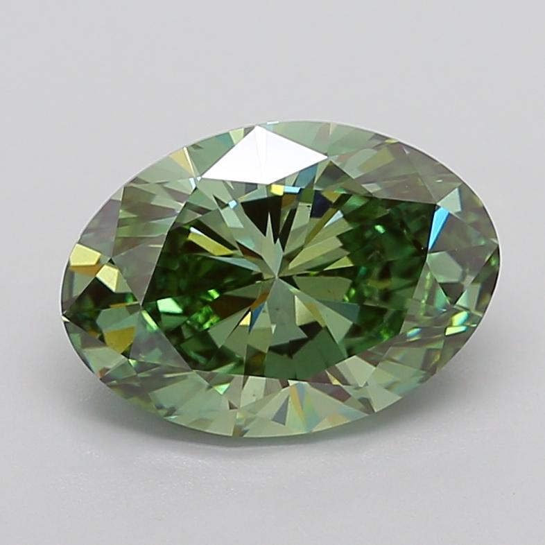 5.55 Ct. Fancy Vivid Green Oval Lab Grown Diamond