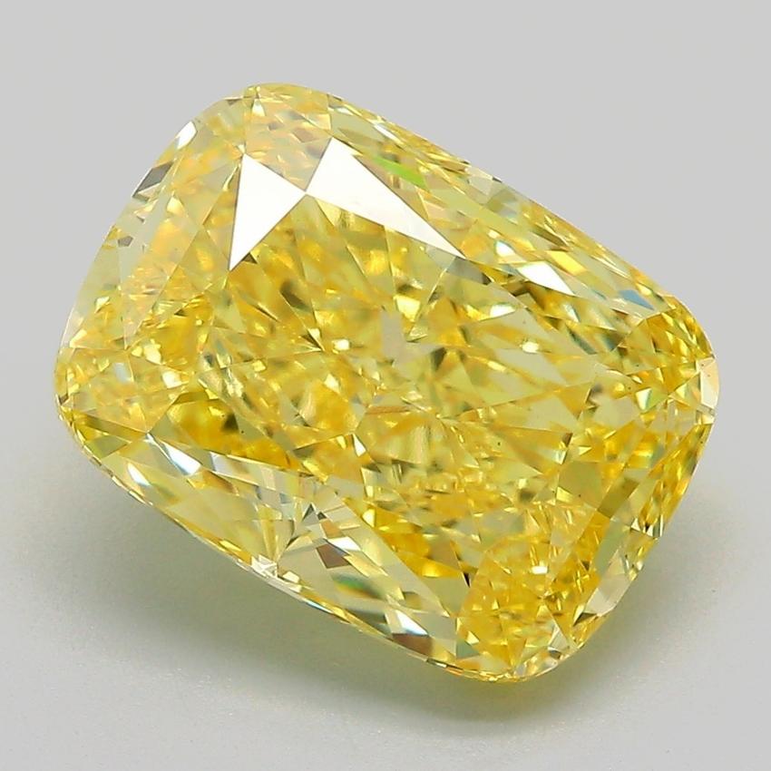 5.43 Ct. Fancy Vivid Yellow Cushion Lab Grown Diamond