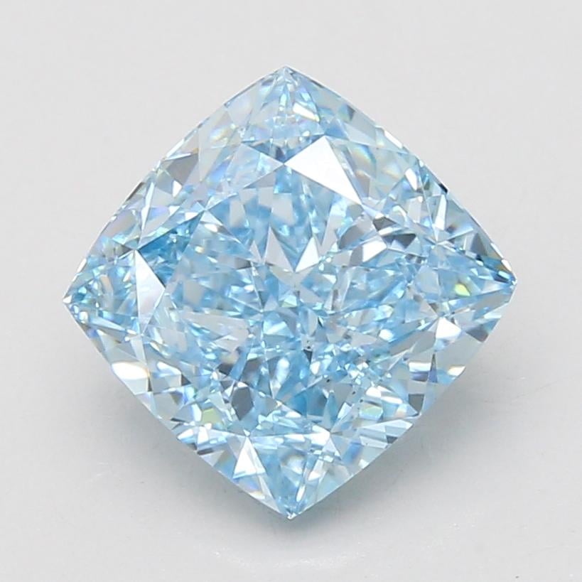4.09 Ct. Fancy Vivid Blue Cushion Lab Grown Diamond
