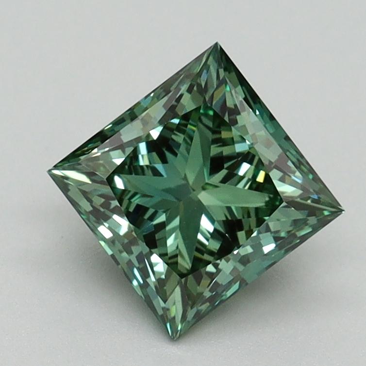 1.30 Ct. Fancy Vivid Green Princess Lab Grown Diamond