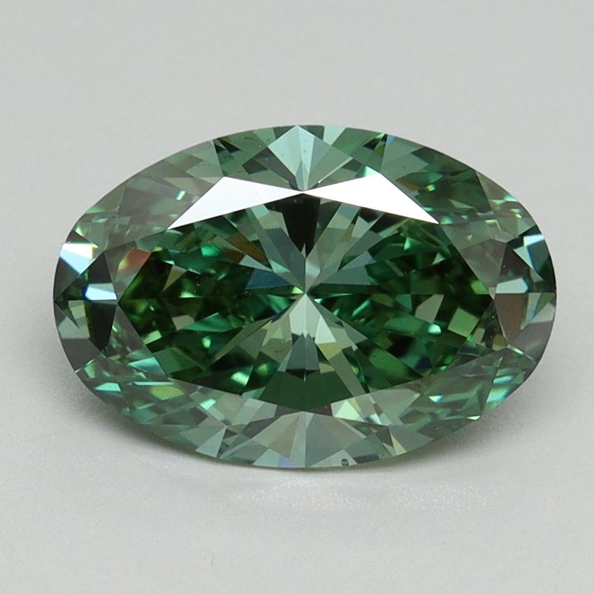 2.07 Ct. Fancy Vivid Green Oval Lab Grown Diamond