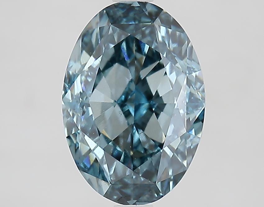 3.23 Ct. Fancy Intense Greenish Blue Oval Lab Grown Diamond