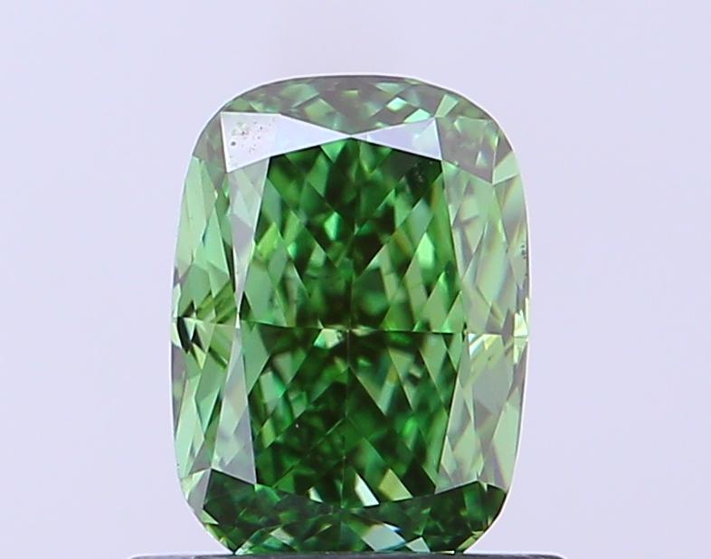 0.92 Ct. Fancy Vivid Green Cushion Lab Grown Diamond