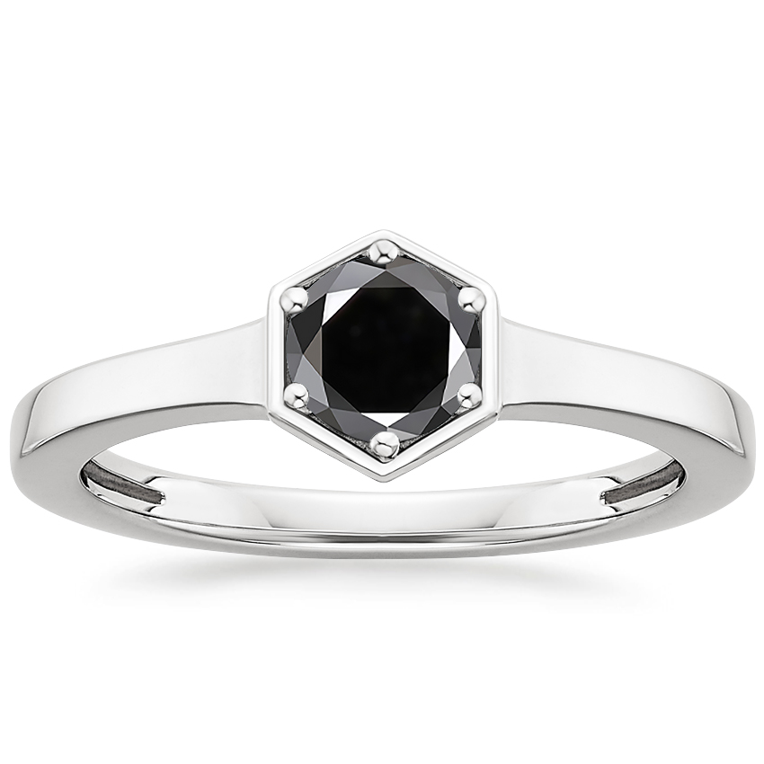 Hex Black Diamond Signet Ring (1/2 ct. tw.) in Platinum
