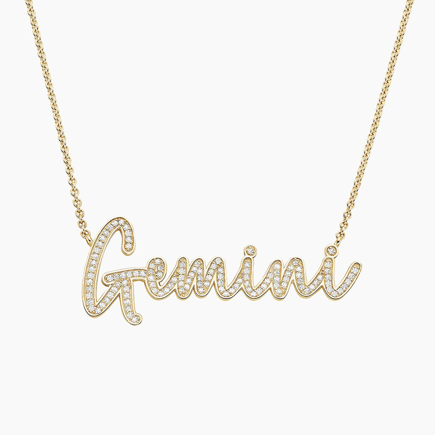 14K Yellow Gold Block Name Necklace - Brilliant Earth