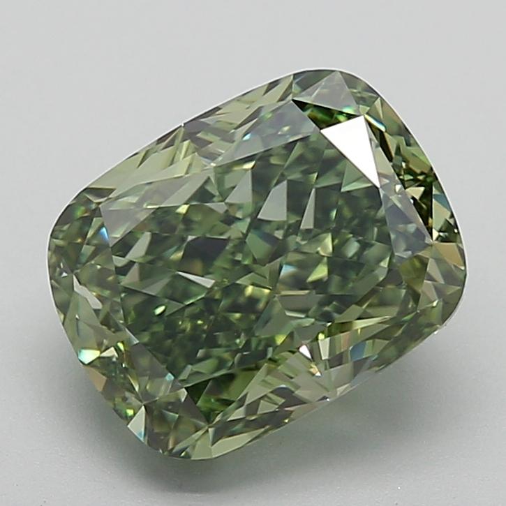 4.71 Ct. Fancy Vivid  Green Cushion Lab Grown Diamond